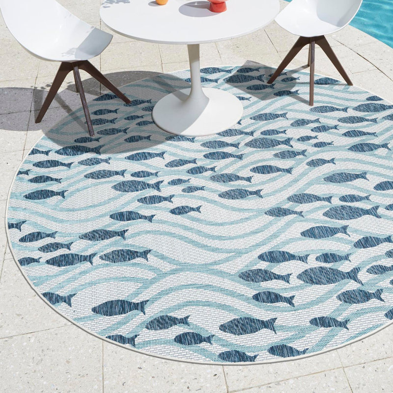 Tapis intérieur / extérieur d'extérieur Coastal, Rond 7 pi 10 po