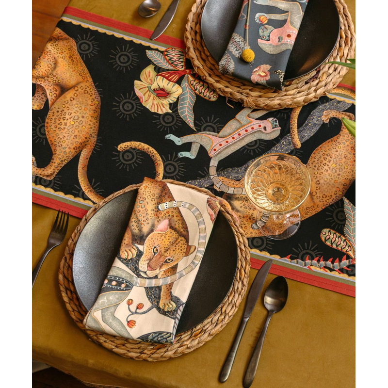 Monkey Tales Table Runner - Cotton, 138" L, Night