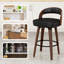 Ensemble de 2 tabourets de bar pivotants de 26,8 po pour îlot de cuisine, tabourets de bar noirs revêtus de similicuir et pieds en bois massif