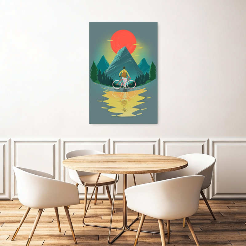 «Mountain Rider's Reflection Peaceful Serene Tranquil Forest Landscape», reproduction d'art murale, 48" H x 32" W