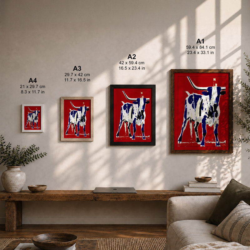 Bold Geometric Cow Modern - Print, A1 - 84.1 x 59.4 cm, Black