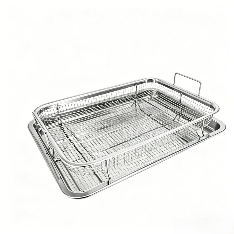 Ensemble d'égouttement anti-rouille résistant à la chaleur pour la cuisson multi-scénario, accessoire de barbecue à friteuse avec panier en filet