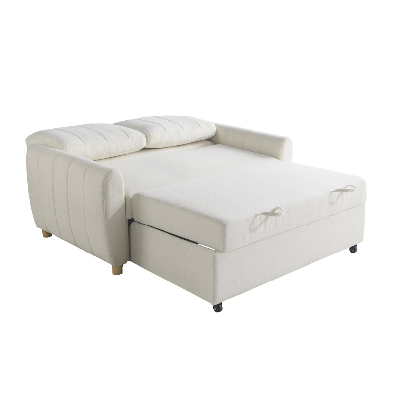 Serta Lowry 66.5" Full-Size Upholstered Convertible Sleeper Loveseat, Ivory