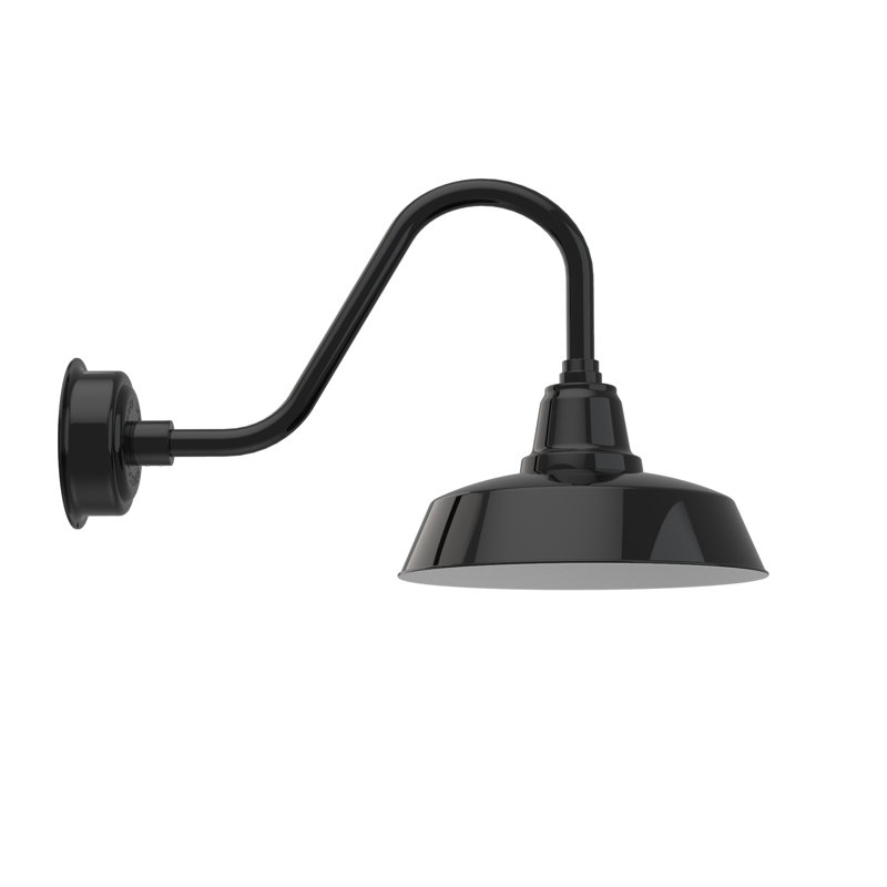 Luminaire de grange d'extérieur Vandervliet, Noir, H 14,87 po x l 14 po x p 26 po