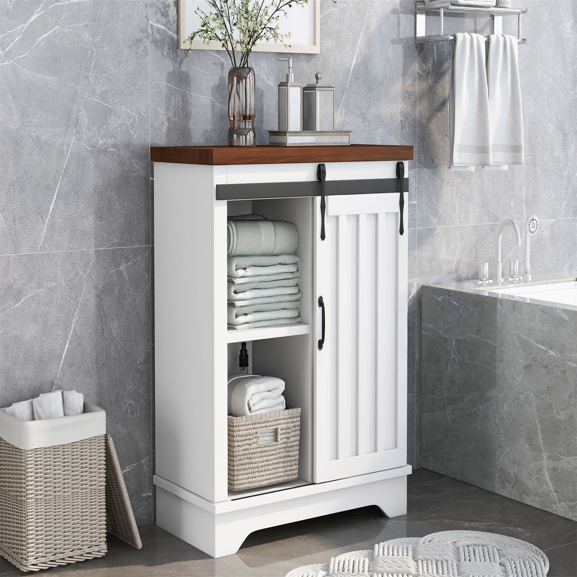 Rebrilliant Neithart Bathroom Storage Cabinet, Freestanding Accent ...