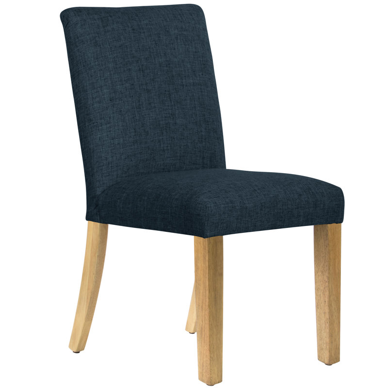 Chaise Aspasius, Lin texturé bleu marine Zuma, Jaune clair