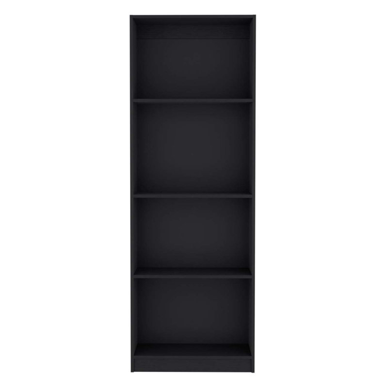 Bibliothèque maison avec présentoir moderne à 4 tablettes pour livres et décoration, Noir