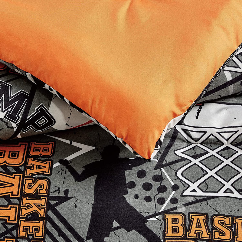 Full/Queen Gray Basketball Slam Dunk Microfiber Comforter Set