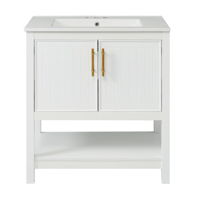 30'' Single Bathroom Vanity with Ceramic Sink Top