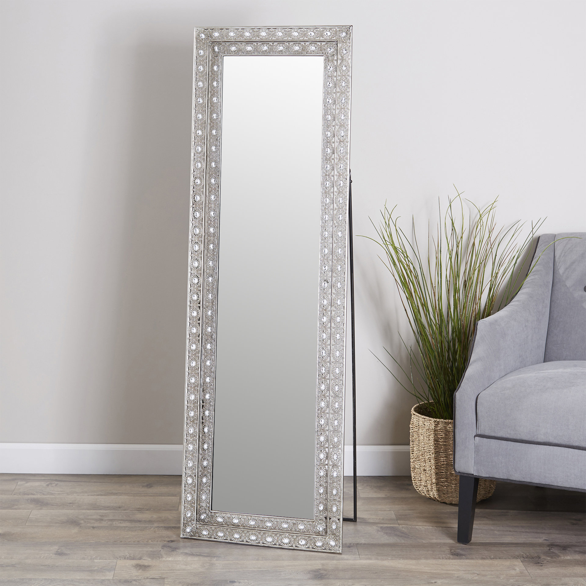 Crystal Tufted Full Body Mirror, Large Floor Mirror, Full length Mirror,  Standing Mirror, Big mirror