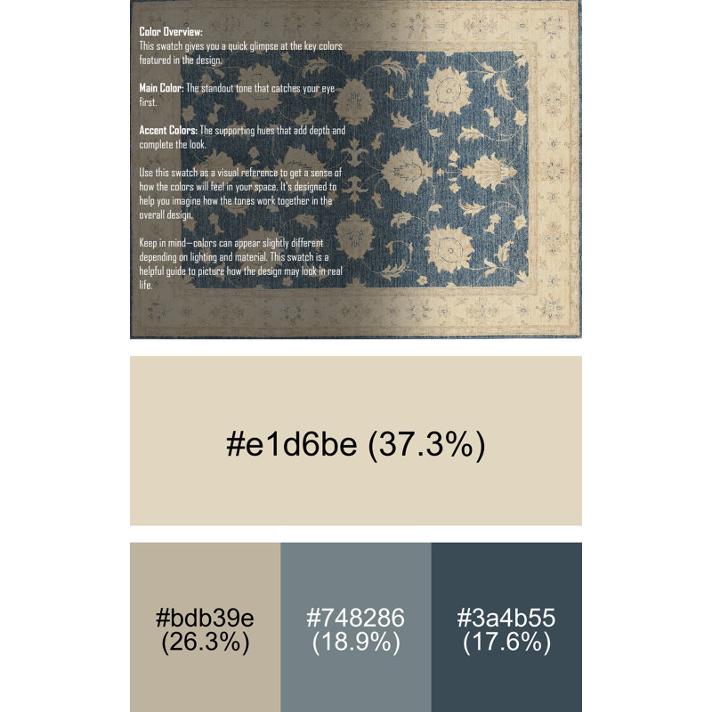 Tapis décoratif bleu oriental Eggers, Rectangle 8 pi x 10 pi