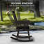 Chaise berçante d'extérieur en bois, 350 lb Chaise berçante avec haut dossier pour jardin, patio, balcon, noir