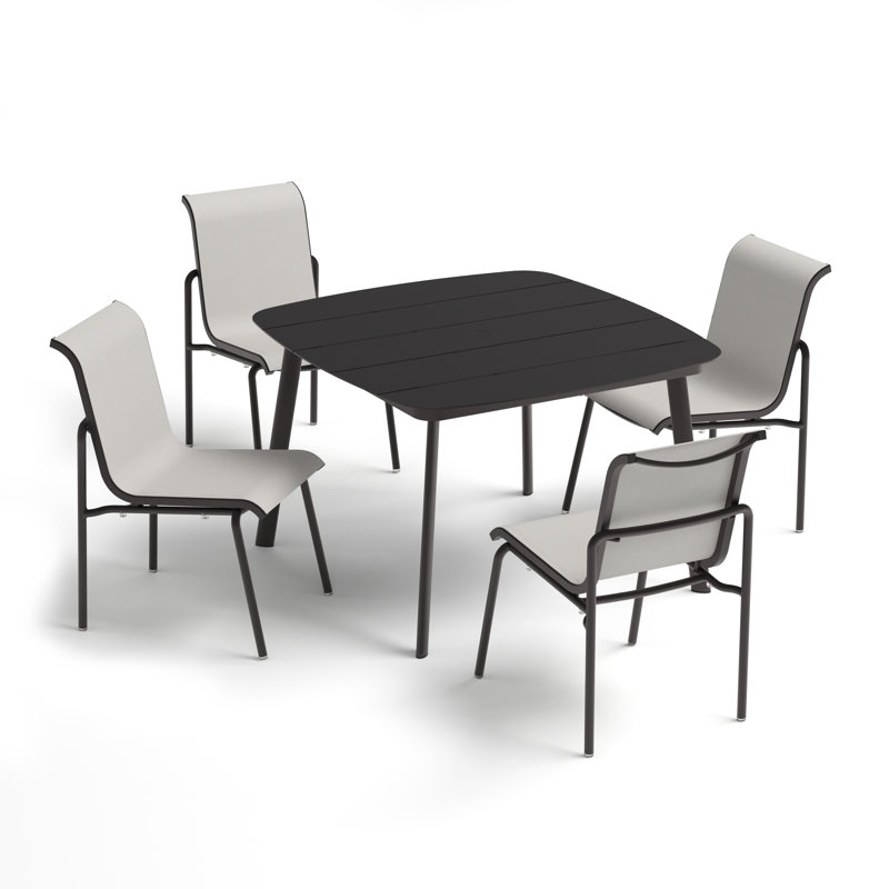 Orso & Eiland 4 - Person Square "45 Long Powder Coated Aluminum Outdoor Dining Set