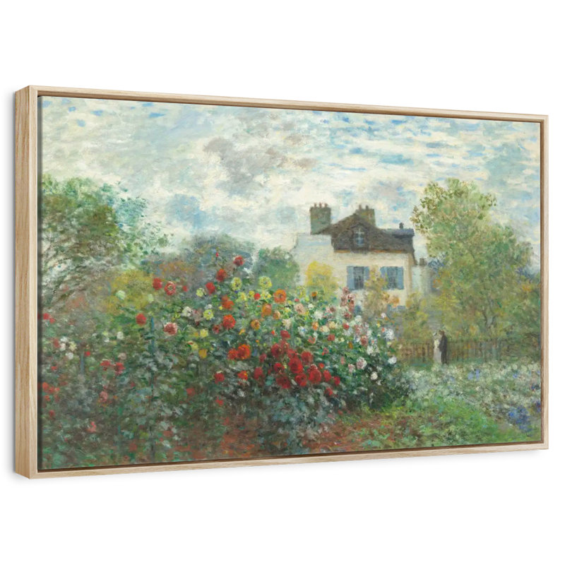 Le jardin de Monet à Argenteuil, 1873, Cadre flottant en bois naturel, 40 po x 27 po
