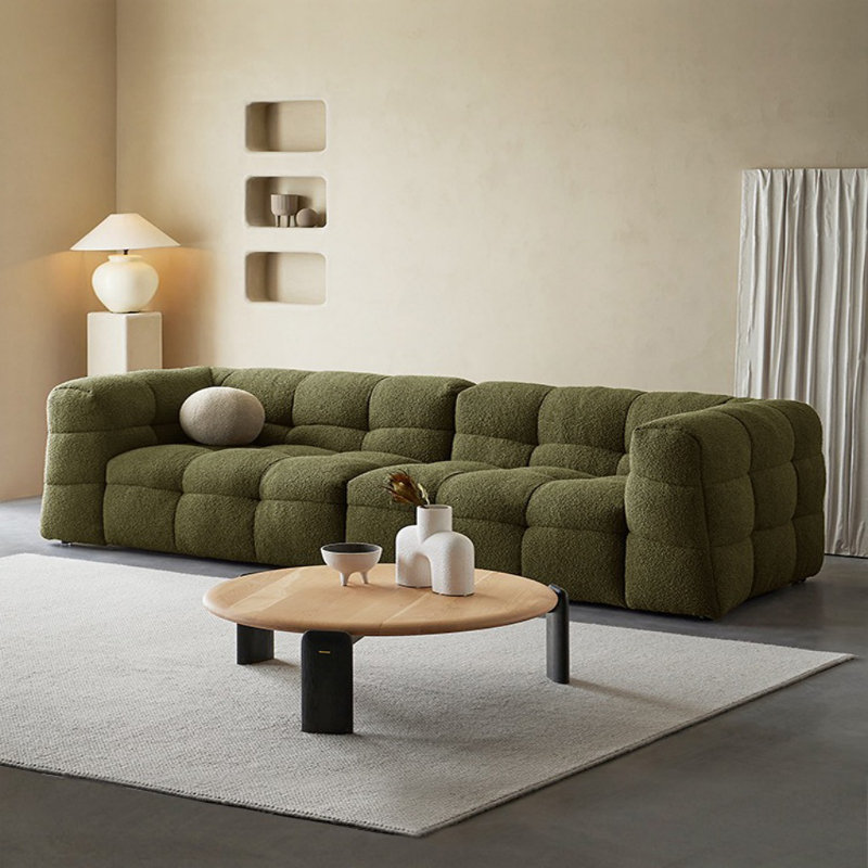 Canapé français simple de style crème, 4, Vert, H 27,56 po x l 110,24 po x P 40,55 po