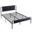 Kempst Queen Size Bed Frame with Wood Headboard and Footboard, Industrial Rustic Queen Metal Platform Bed with Heavy-duty Slats Support, No Box Spring Needed, Black-1227897885-1313203533
