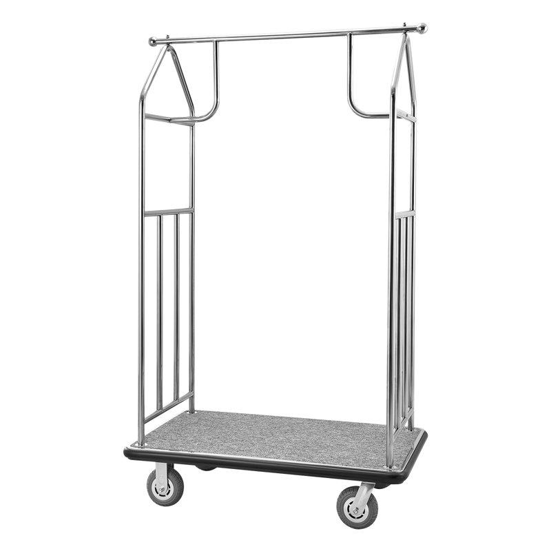 Chariot à bagages d'hôtel en acier inoxydable brossé 800 lb