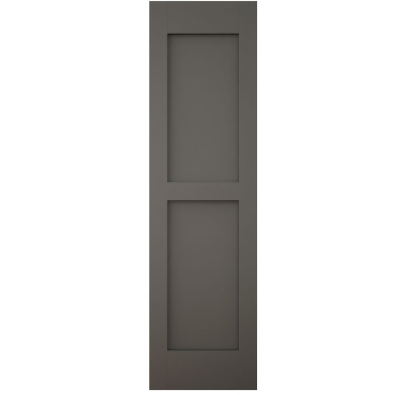 Volets extérieurs Americraft à deux panneaux plats égaux en bois véritable (par paire), 45,7 cm (L) x 205,7 cm (H), avec capuchons de volets en aluminium, Shadow Mountain