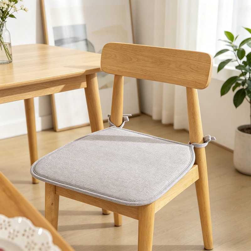 Summer Cottons And Linen Horseshoe Shaped Chair Cushions Dining Chair Cushions With Straps Non-sliped, Beige