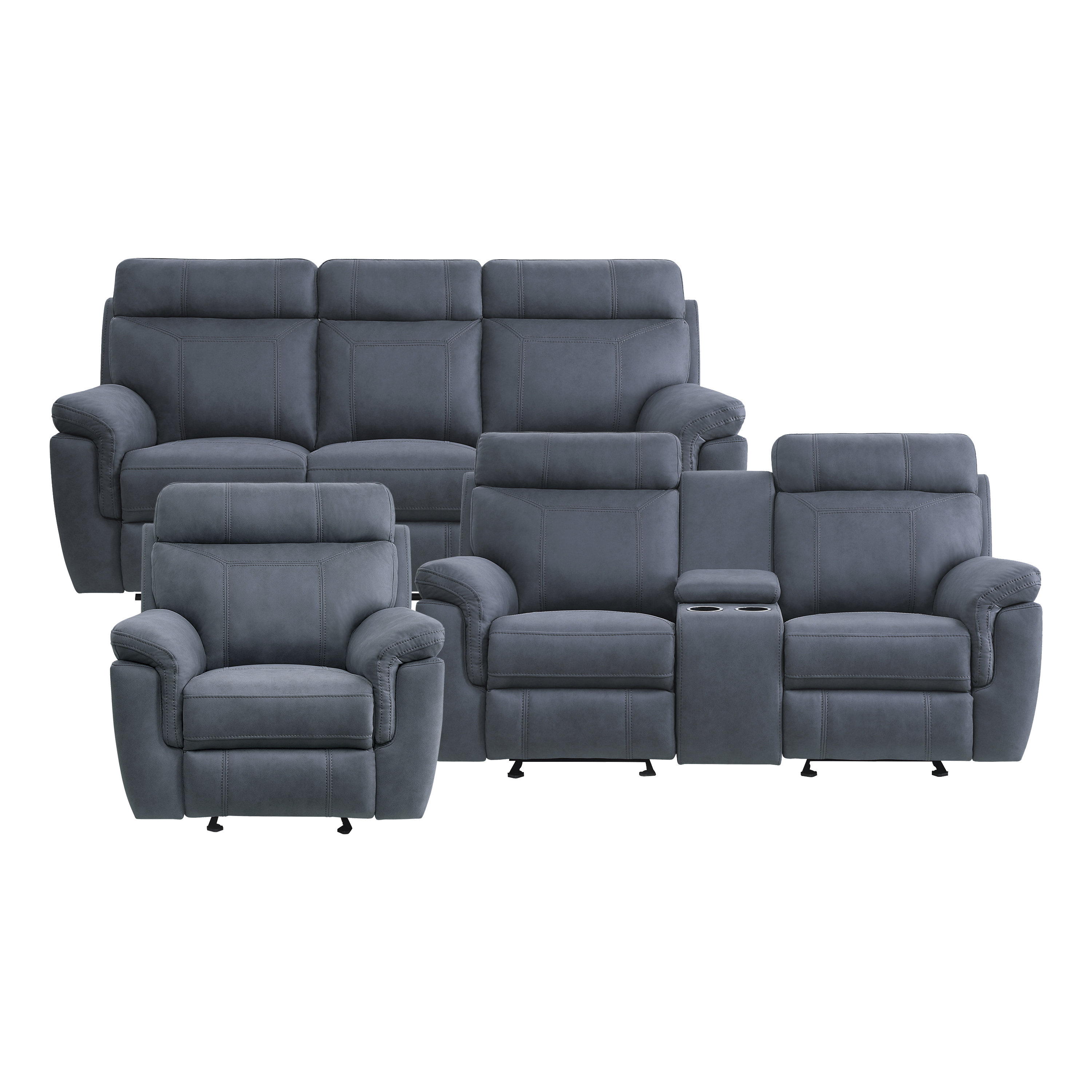 Latitude Run® Britain 3-Piece Microfiber Manual Reclining Living Room ...