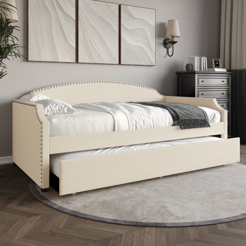 Gerrod Upholstered Twin Daybed, Beige