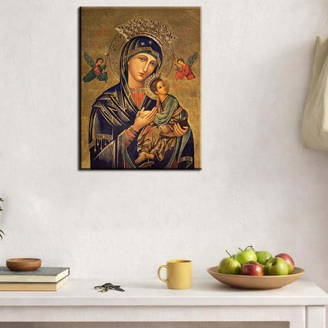 40*30,Our Lady Of Perpetual Help Wall Decor Russian Orthodox Icon Picture Prayer Room Wall Art Virgin Mary Vintage.
