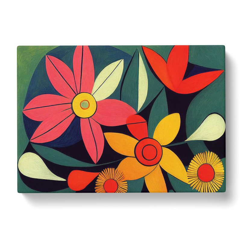 Eccentric Abstract Flowers - Wrapped Canvas Print, 35cm H x 50cm W