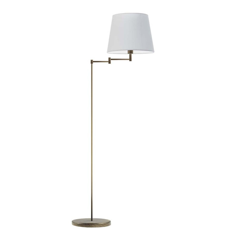 Askegard 165cm Swing Arm Floor Lamp, Light Grey, Antique Old Gold