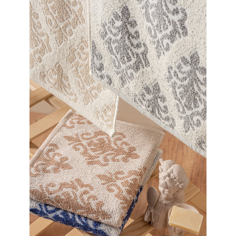 Premium Hand Towel Set (4 Pieces), Soft Beige, Blue, and Grey | 67% Cotton / 33% Polyester, 19.7 x 35.4 inches Each | Luxurious 18.9 oz/sq yd, Machine Washable at 86°F | Perfect for Home, Spa, and Gym Use