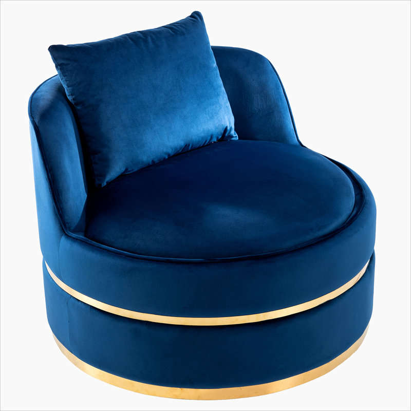 Eulla Swivel Barrel Chair, Blue Velvet