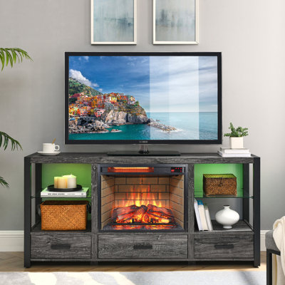 23 Inch Infrared Quartz Heater Fireplace - Woodlog Version Brick Style. 1500W Heat Generation. 5000 Per Hour. Realistic Flame Effect. 4 Adjustable Brightness Levels. /Ul . Double Measures. Energy