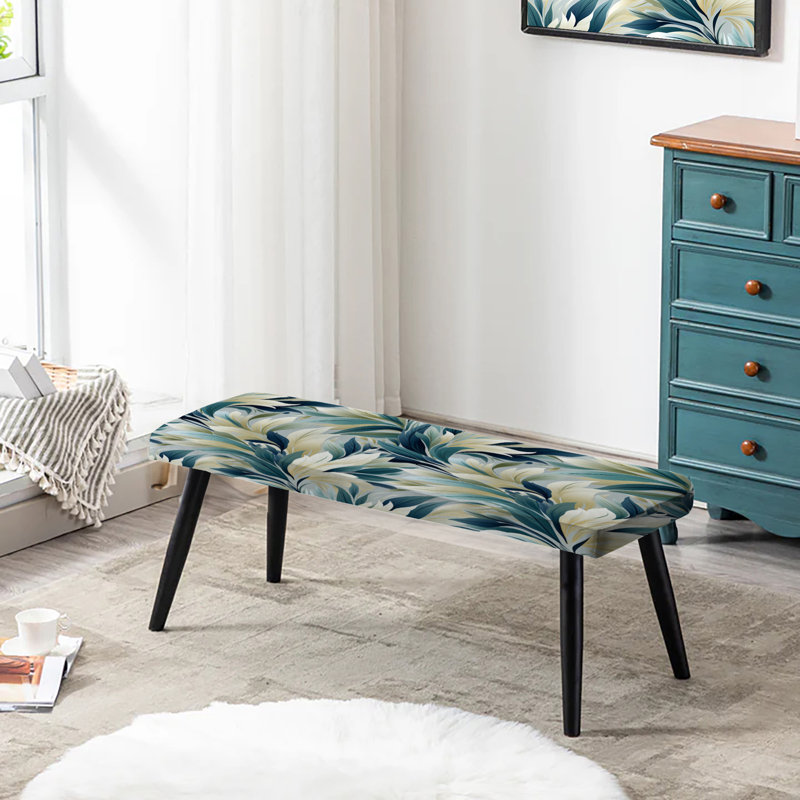 Coastal Symphony Tropical Motif I - Banc rembourré noir Tropical