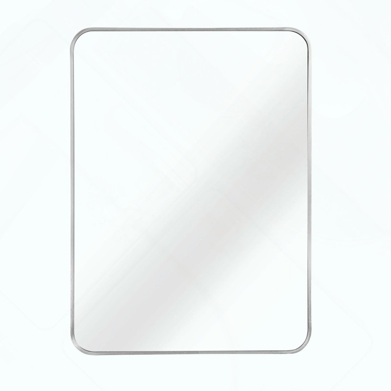 Rectangular Metal Framed Bathroom Mirror, Silver, Rectangle, 30" x 22"