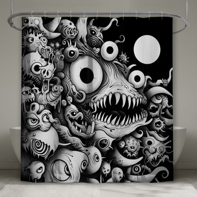 Rideau de douche Monsters - fantaisie, décor de salle de bain gothique