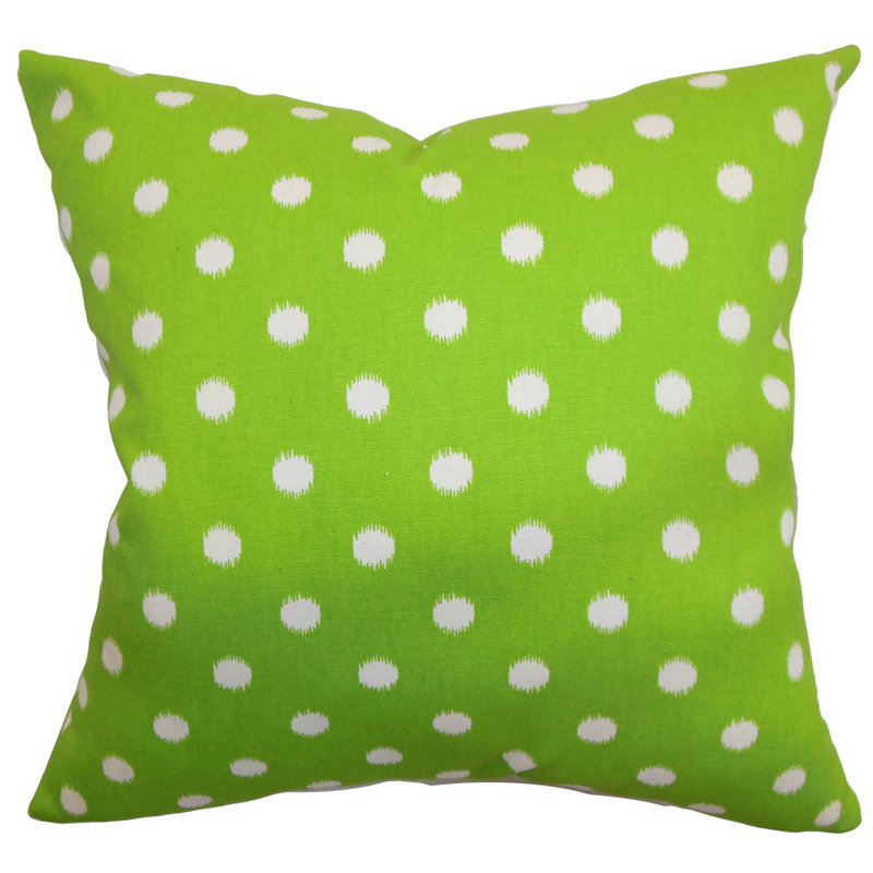 Polka Dots Cotton Reversible Throw Pillow, 18" x 18", Brown Dossett, Pillow Cover Only - No Insert