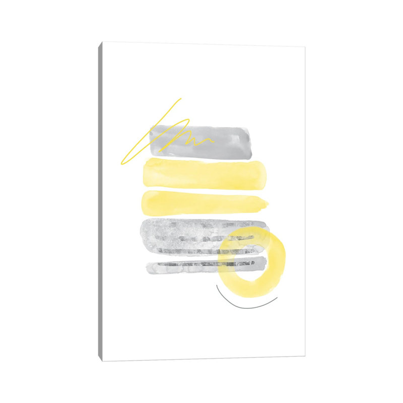 Watercolor Shapes I | Illuminating Yellow & Ultimate Grey by Melanie Viola - Wrapped Canvas Painting, 20.32 cm H x 30.48 cm W