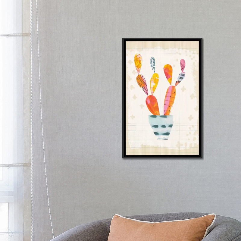 «Collage Cactus IV.A, impression sur toile tendue, H 12 po x l 8 po x P 0,75 po, Pas de tapis, Toile tendue