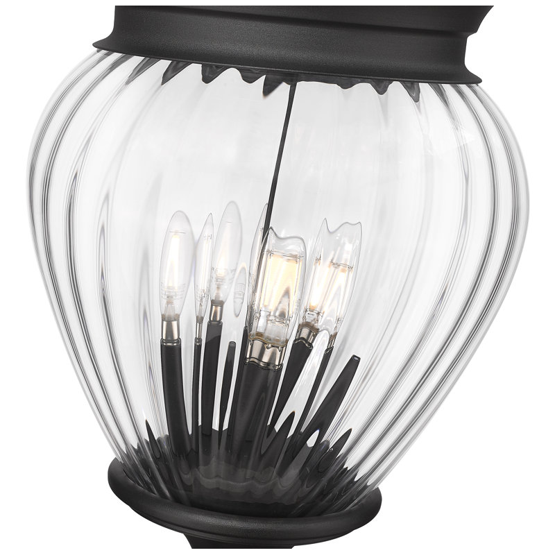 Davina 4 Light Outdoor Post Mounted Fixture in Black, 143.25'' H x 12'' W x 12'' D