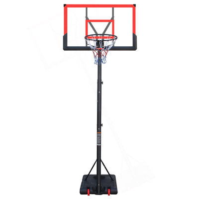 Basketball Hoop 5.73-10FT Height Adjustable Portable Basketball Goal For Indoor Outdoor Basketball Stand 44In Backboard With Wheels Red