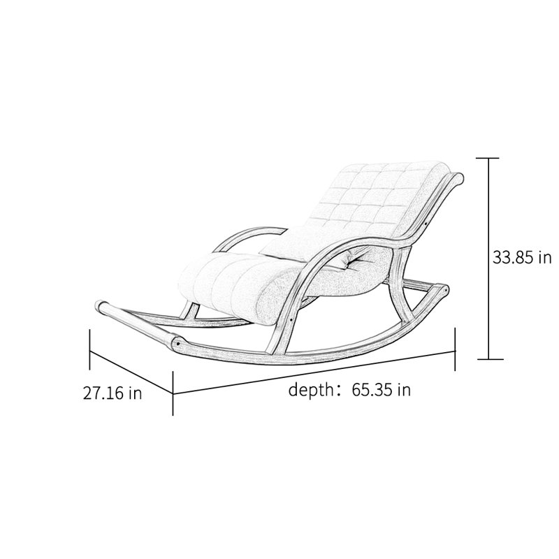 Chaise berçante en bois massif, Gris