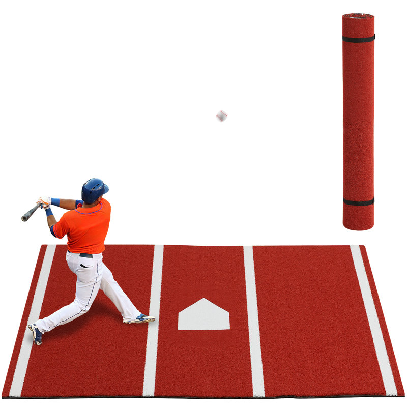 Tapis de baseball et de baseball avec plaque de base, gazon antidérapant, 12 pi x 6 pi pour l'entraînement à l'intérieur et à l'extérieur
