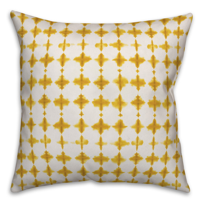 Geometric Outdoor Reversible Throw Pillow, Polyester/Polyfill, 20" x 20", Off White/yellow