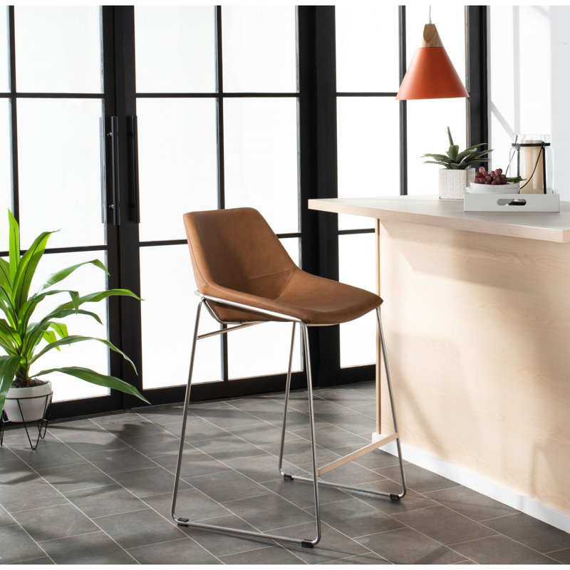 Tabouret de comptoir 27 po Chaliah, Brun, Argent