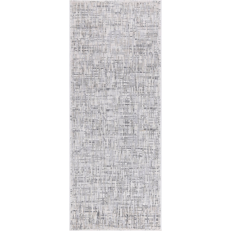 Parkwoods Collection Abstract Hash Design Neutral Area Rug, Runner 2'6" x 7'8"