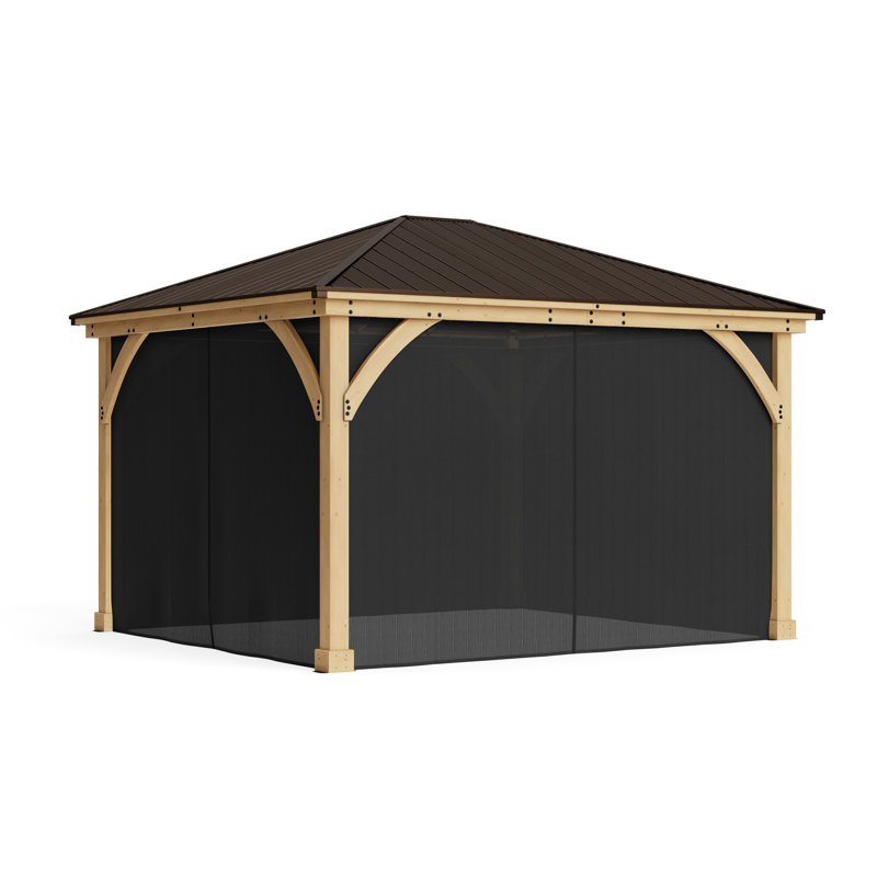 12' x 14' Meridian Mosquito Mesh Kit Premium Phifer UV-Resistant Mesh with Easy Glide Tracks and Full-Length Zippered Panels