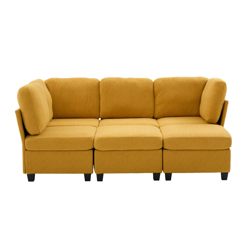 Canapé modulaire surdimensionné en U avec repose-pieds avec rangement, Polyester jaune moutarde