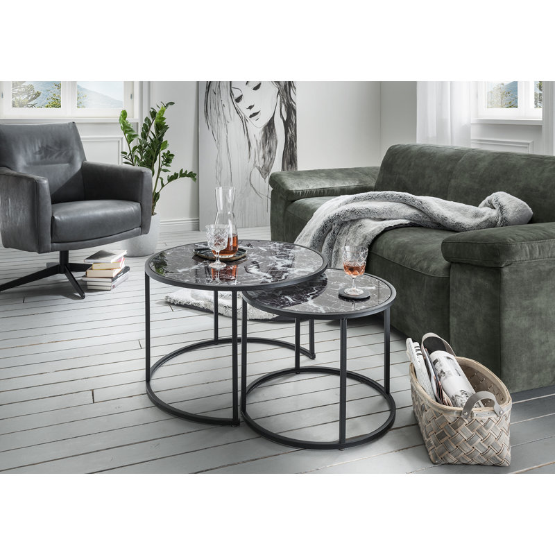 Strunk Frame Coffee Table, Marbled Black/White