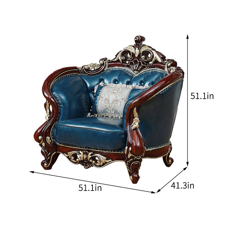Fauteuil en cuir de style européen de 51,1 po de largeur