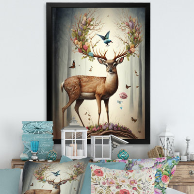 Deer With Blooming Antlers III - Deer Wall Art Decor