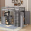 Lit mezzanine polyvalent avec tiroirs de rangement intégrés, bureau de travail spacieux et armoire de style armoire-114355538-114355537